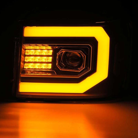 AlphaRex 07-13 GMC 1500HD PRO-Series Proj Headlights Plank Style Gloss Blk w/Activ Light/Seq Signal - 880605