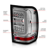 ANZO 2001-2011 Ford  Ranger LED Tail Lights w/ Light Bar Chrome Housing Clear Lens - 311392