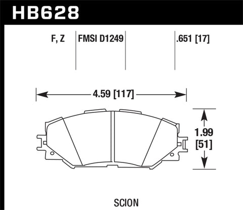 Hawk 05-07 Scion xA / 05-07 Scion XB HPS Street Front Brake Pads - HB628F.651