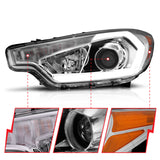 ANZO 2014-2016 Kia Forte Projector Headlights w/ Light Bar Chrome Housing - 121561