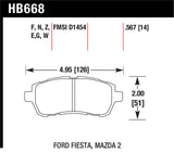 Hawk 2011-2014 Ford Fiesta S Sedan HPS 5.0 Front Brake Pads - HB668B.567
