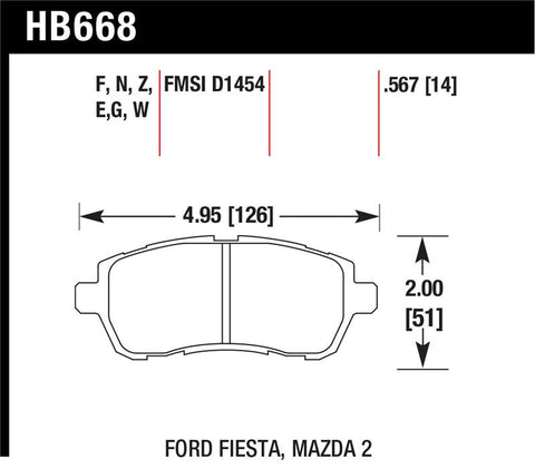 Hawk 2011-2014 Ford Fiesta S Sedan HPS 5.0 Front Brake Pads - HB668B.567
