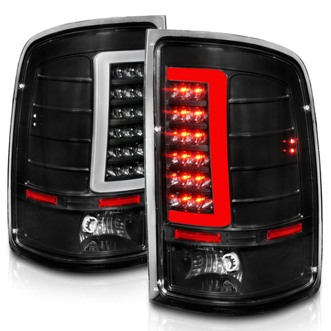 ANZO 2007-2013 GMC Sierra LED Tail Lights w/ Light Bar Black Housing Clear Lens - 311388