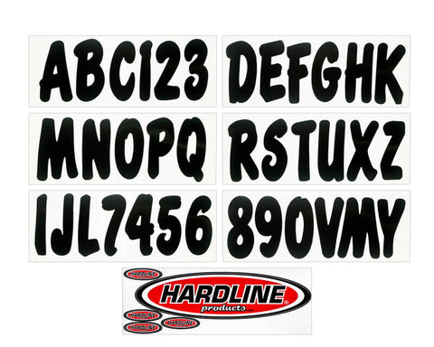 Hardline Boat Lettering Registration Kit 3 in. - 200 Black Solid - BLK200EC