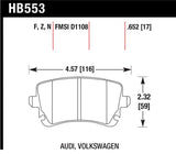 Hawk 06-07 Audi A6 Quattro / 03-04 RS6 / 04-08 S4 HPS Street Rear Brake Pads - HB553F.652