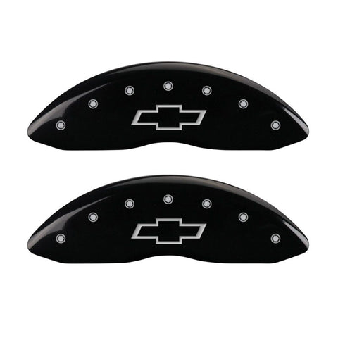 MGP 4 Caliper Covers Engraved F & R Bowtie Black Finish Silver Char 2014 Chevrolet Express 2500 - 14243SBOWBK