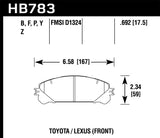 Hawk 08-16 Toyota Highlander LTS Street Front Brake Pads - HB783Y.692