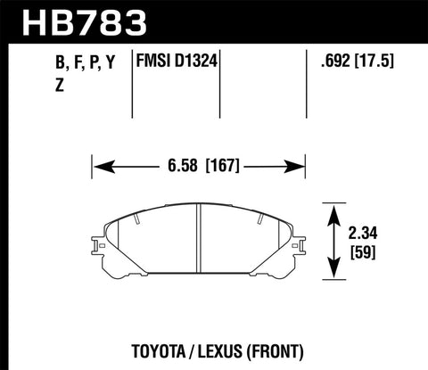 Hawk 08-16 Toyota Highlander / 11-17 Toyota Sienna Super Duty Front Brake Pads - HB783P.692