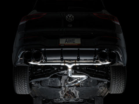 AWE Tuning MK8 Volkswagen Golf R 3in Track Edition Quad Exhaust - Diamond Black Tips - 3020-43658