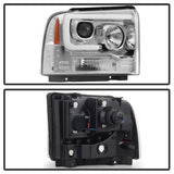 Spyder 05-07 Ford F250/350/450 SD Ver 2 Proj Headlights - Light Bar DRL - Black PRO-YD-FS05V2-LB-C - 5084682