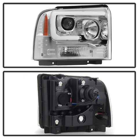 Spyder 05-07 Ford F250/350/450 SD Ver 2 Proj Headlights - Light Bar DRL - Black PRO-YD-FS05V2-LB-C - 5084682