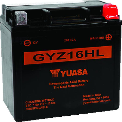 Yuasa GYZ16HL High Performance Maintenance Free AGM 12-Volt Battery - YUAM716GHL