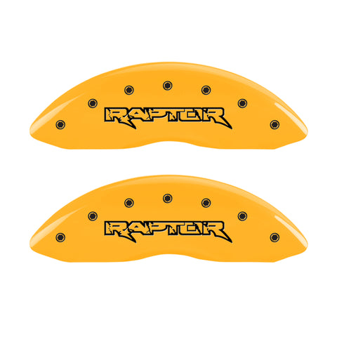 MGP 4 Caliper Covers Engraved Front & Rear Raptor Yellow finish black ch - 10219SRPTYL