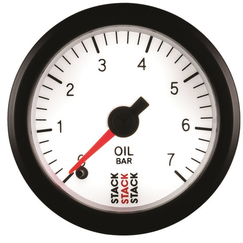 Autometer Stack 52mm 0-7 Bar M10 Male Pro Stepper Motor Oil Pressure Gauge - White - ST3351