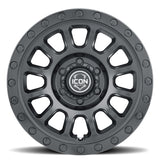 ICON Hulse 17 X 8.5 6 X 120 0mm Offset 4.75in BS Double Black - 8017859447DB