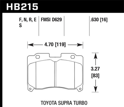 Hawk 93-98 Toyota Supra TT HPS 5.0 Street Front Brake Pads - HB215B.630