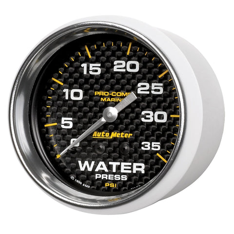 Autometer Marine Carbon Fiber Mechanical 2-5/8in 0-35PSI Water Pressure Gage - 200773-40