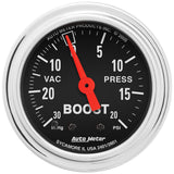 AutoMeter Gauge Vac/Boost 2-1/16in. 30Inhg-20PSI Mechanical Traditional Chrome - 2401