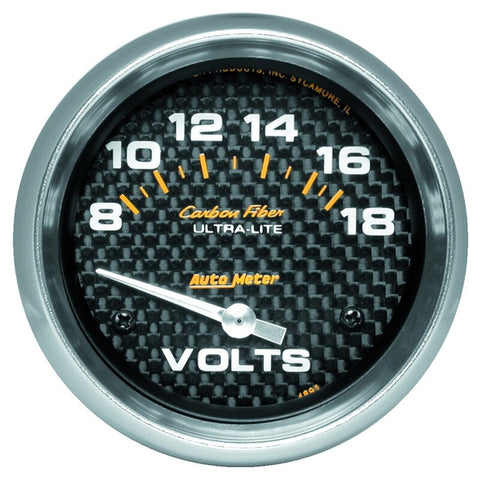 Autometer Carbon Fiber 2-5/8in 18V Electric Voltmeter Gauge - 4891