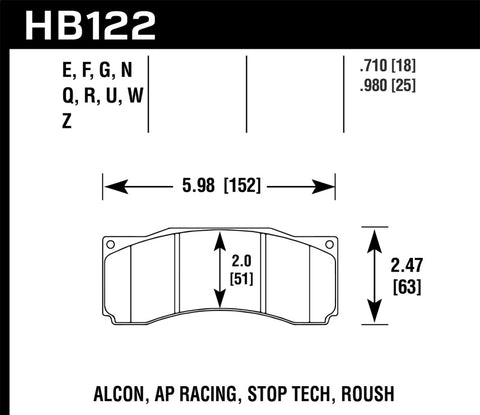 Hawk Stoptech ST-60 Caliper DTC-70 Race Brake Pads - HB122U.710