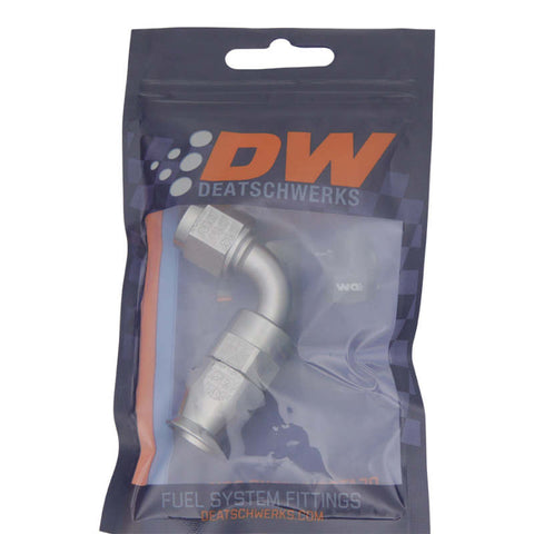 DeatschWerks 6AN Female Swivel 90-Degree Hose End PTFE (Incl. 1 Olive Insert) - 6-02-0852