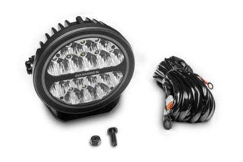 Go Rhino Xplor Blackout Series Round LED Driving Light w/DRL (Surface/Threaded Stud Mnt) 7in. - Blk - 750800711DRS