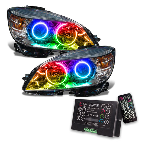 Oracle 08-11 Mercedes Benz C-Class Pre-Assem. Headlights Chrome Housing- w/2.0 Controller - 7115-333