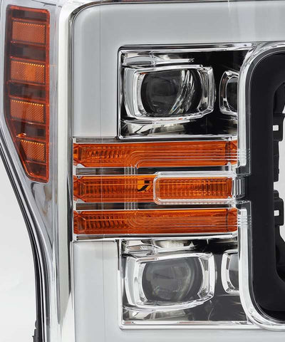 AlphaRex 17-19 Ford F-250 SD PRO-Series Proj Headlights Plank Style Chrome w/Activ Light/Seq Signal - 880107