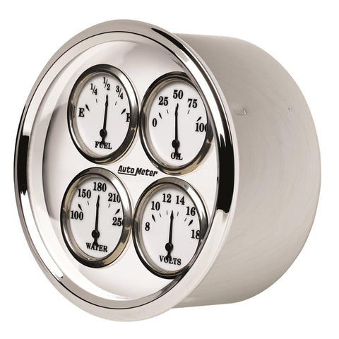 AutoMeter Gauge Quad 5in. 0 Ohm(e) to 90 Ohm(f)Elec Old Tyme White II - 1213