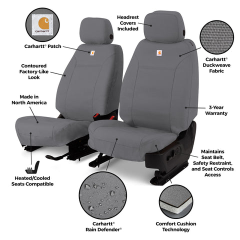 Covercraft 04-08 Ford F-150 XLT Carhartt PrecisionFit Custom Front Row Seat Covers - Gravel - GTF367CAGY