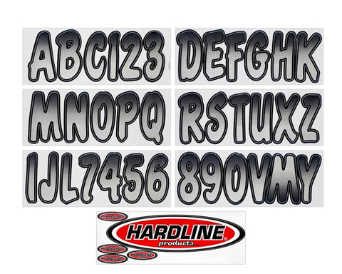 Hardline Boat Lettering Registration Kit 3 in. - 200 Silver/Black - SIBKG200