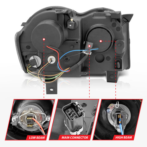 ANZO 2008-2010 Jeep Grand Cherokee Projector Headlights w/ Halo Black (CCFL) - 111213