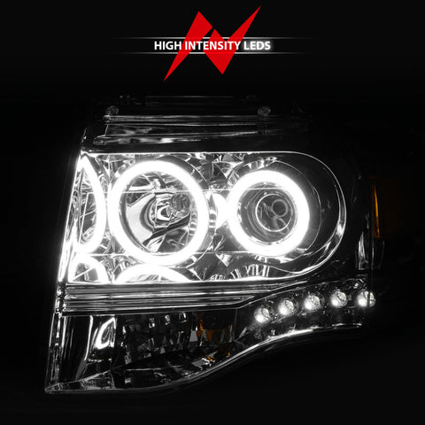 ANZO 2007-2014 Ford Expedition Projector Headlights Chrome - 111114