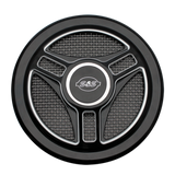 S&S Cycle Stealth Applications Tri-Spoke Air Cleaner Cover w/ Machined Highlights - Gloss Black - 170-0210