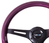 NRG Classic Wood Grain Steering Wheel (350mm) Purple Pearl/Flake Paint w/Black 3-Spoke Center - ST-015BK-PP