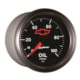 Autometer GM Bowtie Black 2-1/16in 0-100 PSI Oil Pressure - Stepper Motor - 3653-00406