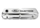 Ford Racing Ford Mustang Logo Stamped Steel Chrome Valve Covers - 302-100
