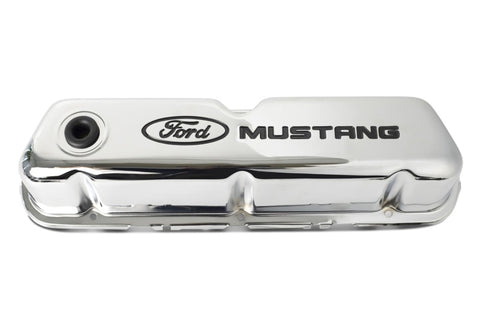 Ford Racing Ford Mustang Logo Stamped Steel Chrome Valve Covers - 302-100
