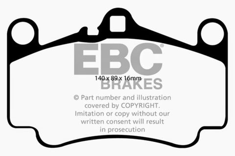 EBC 03-05 Porsche 911 (996) (Cast Iron Rotor only) 3.6 Carrera 4S Yellowstuff Front Brake Pads - DP41515R