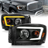 ANZO 06-09 Dodge RAM 1500/2500/3500 Headlights Black Housing/Clear Lens (w/Switchback Light Bars) - 111526