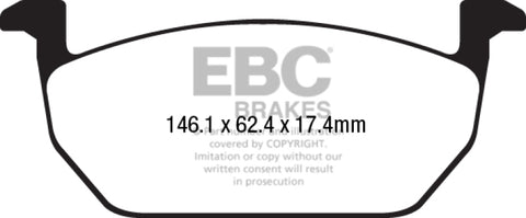 EBC 2017+ Volkswagen Golf Mk7 1.8L Turbo Ultimax2 Front Brake Pads - UD1968
