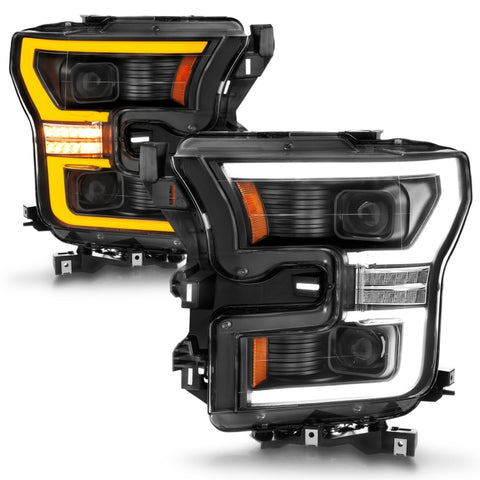 ANZO 15-17 Ford F-150 Black LED Projector Plank Style DRL w/Initiation Light Halogen Models - 111604