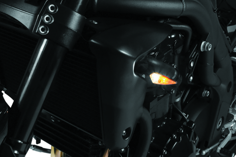 Kuryakyn Rhombus Front Left White/Amber Satin Black - 2540