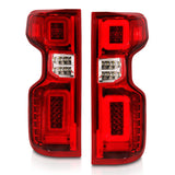 ANZO 19-21 Chevy Silverado Full LED Taillights Chrome Housing Red/Clear Lens G2 (w/C light Bars) - 311416