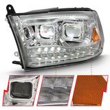 ANZO 2009-2018 Dodge Ram 1500 Led Projector Plank Style Switchback H.L Halo Chrome Amber (OE Style) - 111465