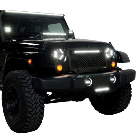 Putco 07-18 Jeep Wrangler - SS Black Grille w/ 20in Luminix Light Bar Designer FX Grilles - 64178L