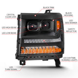ANZO 16-18 Chevrolet Silverado 1500 LED Projector Headlights w/Plank Style Switchback Black w/ Amber - 111420