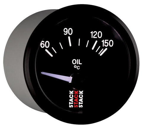 Autometer Stack 52mm 60-150 Deg C M10 Male Electric Oil Temp Gauge - Black - ST3209