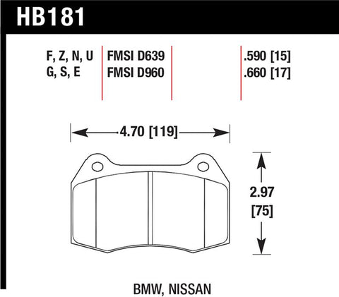 Hawk 94-97 BMW 840CI/850CI HPS Front Street Brake Pads - HB181F.660