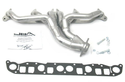 JBA 91-99 Jeep 4.0L 1-1/2in Primary Silver Ctd Cat4Ward Header - 1526SJS